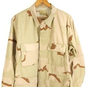 Vtg US Military Coat Desert Camouflage Pattern Combat Men's Large Long Sleeve